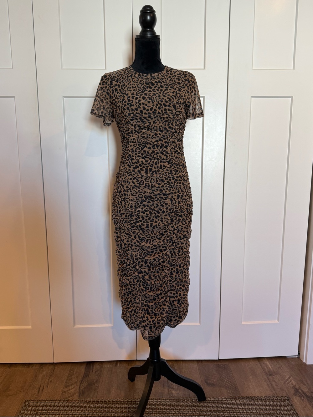 River Island Tan and Black Leopard-Print Midi Dress